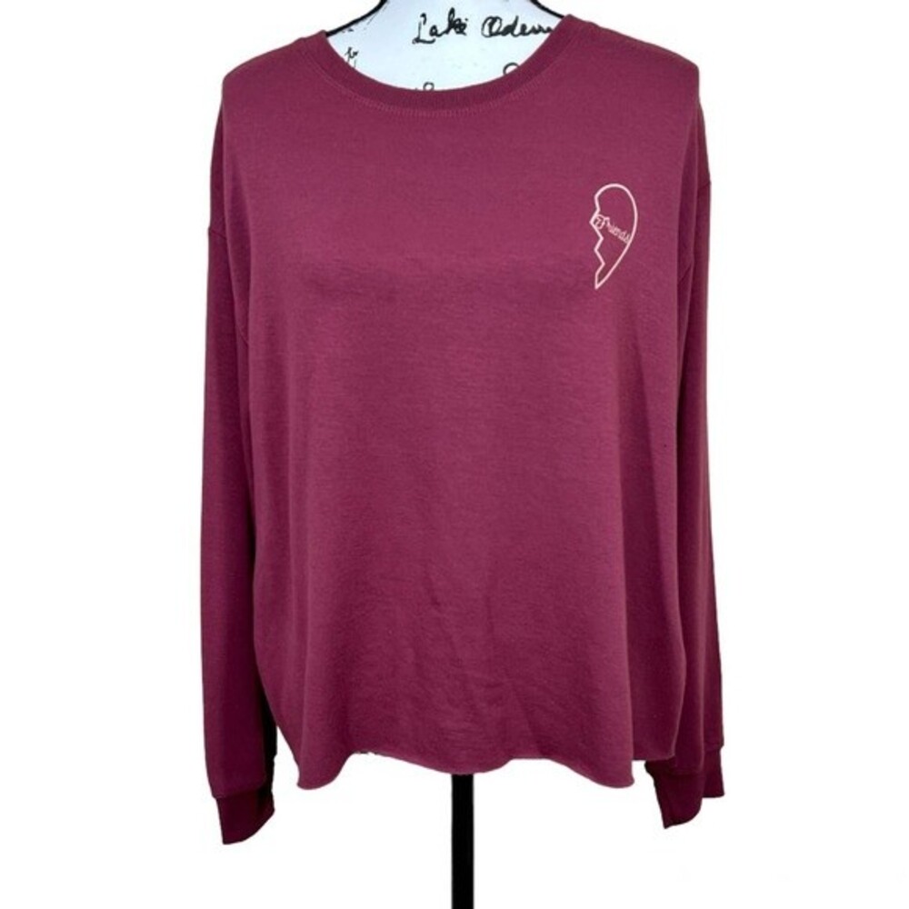 CC California burgundy top relax fit long sleeve sleepwear  size S